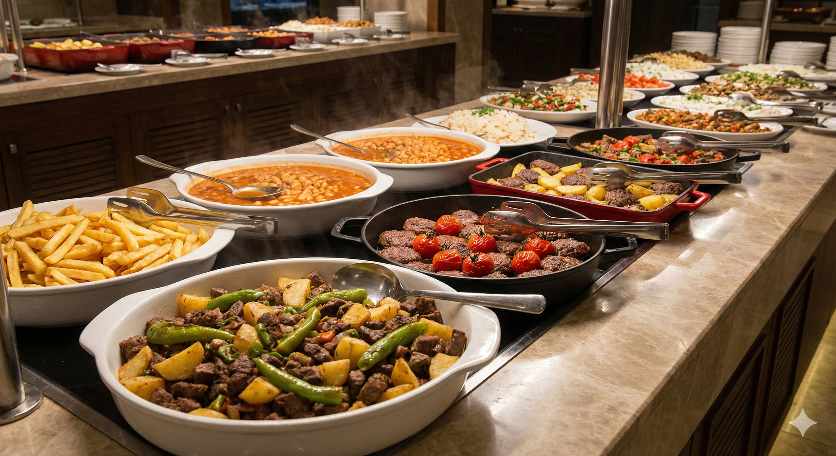 Profesyonel mutfakta hazırlık yapan aşçılar